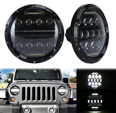Pair 7'' 150W 10920Lm Round BlackLed Headlight High Low Beam With White Drl For Harley Jeep Wrangler Jk Tj Lj Cj Hummber H1 H2