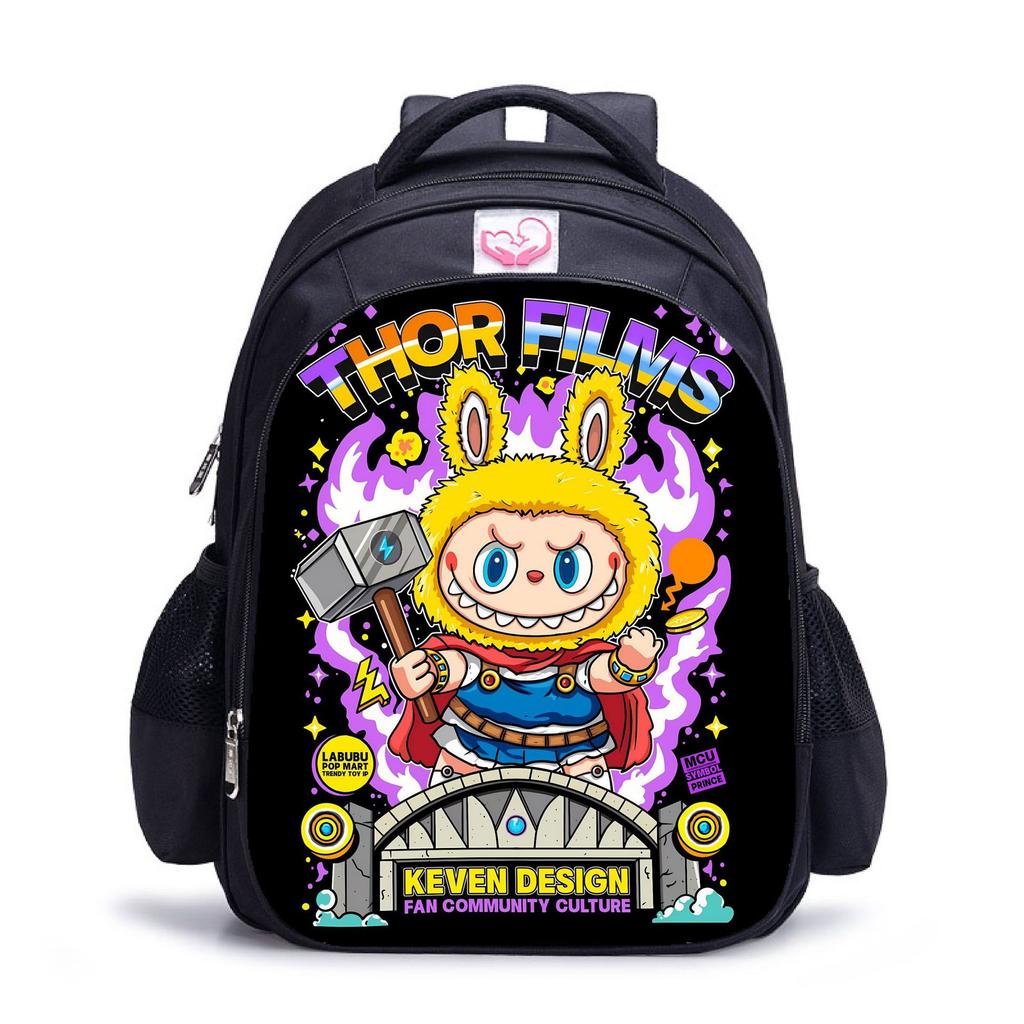 Labubu Trendy Children's Kindergarten Schoolbag Black Men's and Women's Backpack Cartoon Student Backpack 5530 CLE