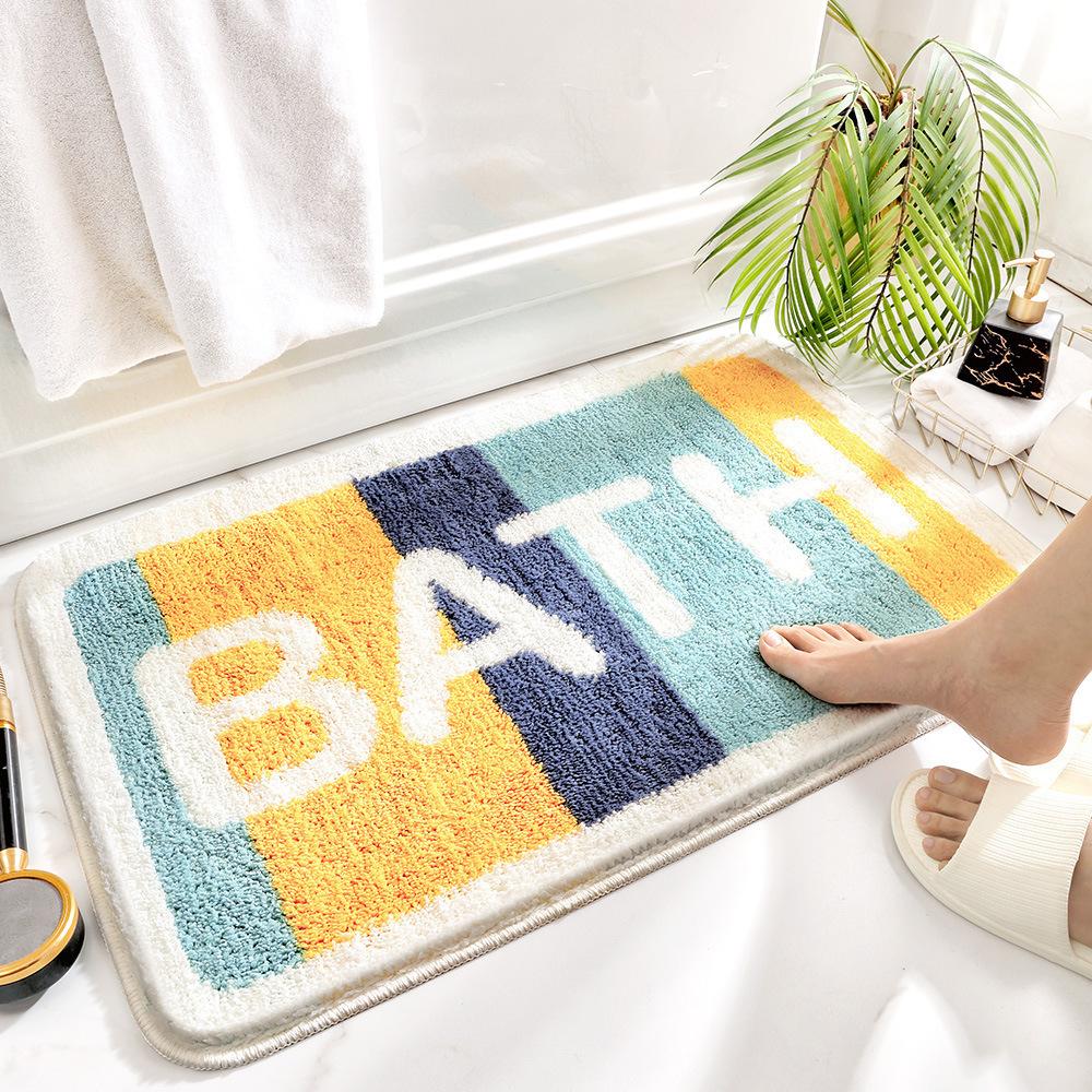 Modern Minimalist Cashmere Skin-friendly Floor Mat, Comfortable and Soft Non-slip Bathroom Floor Mat for Shower Rooms