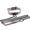 Rivet Slave Collar With Leash   Pet Play Owned Submissive Collars & Leashes