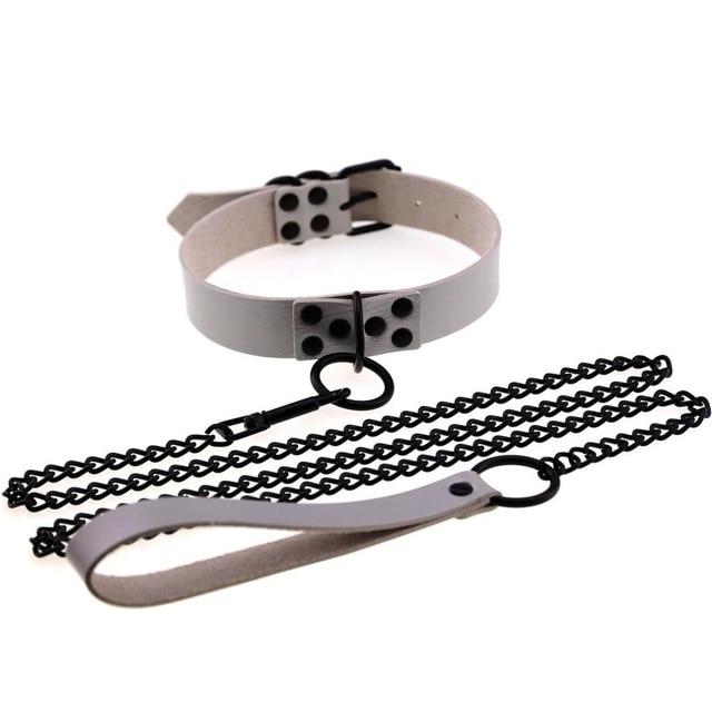 Rivet Slave Collar With Leash Pet Play Owned Submissive Collars & Leashes