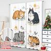 Set Of 2 Flat Printing Curtain Cute Cat Illustration Digital Printed Polyester Drapes All Season Party Holiday Decor