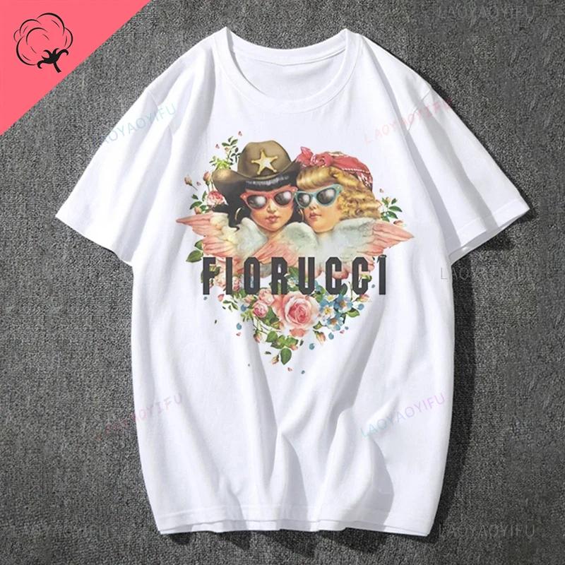 Fashion Fiorucci Baby Angel Graphic Tshirt Summer Classic Aesthetic T Shirt Unisex Unisex Kawaii Clothes Creative Couple Short Sleev Unisex