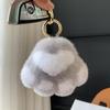 Kitten Paw Rex Rabbit Fur Keyring Pendant - Cute Plush Ball Bag Charm Birthday Gift