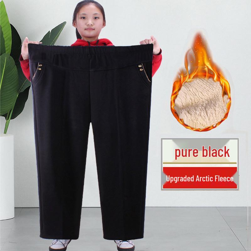 

High-Waist Elastic Pants for Middle-Aged & Elderly Women - Plus Size, Thickened for Spring & Autumn 3XL, 130-145 jin