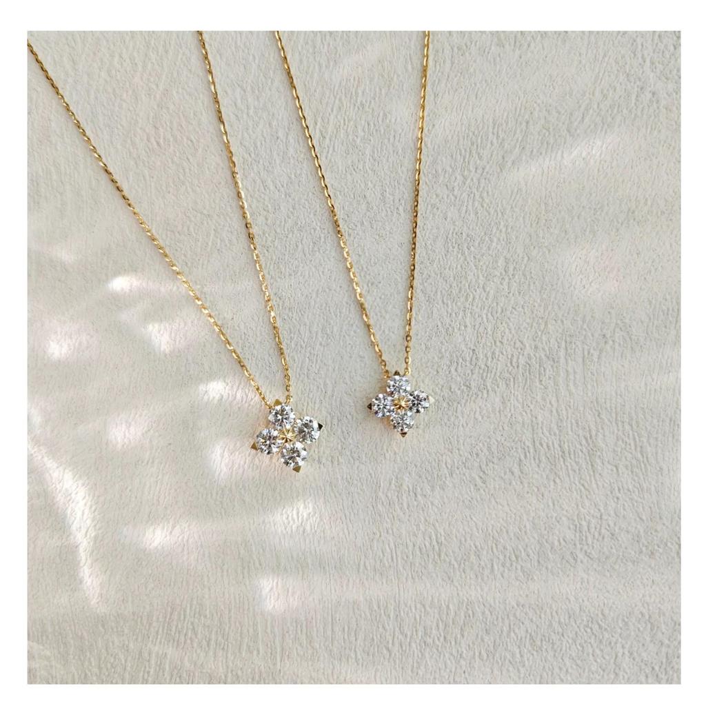 Sterling Silver Four-Leaf Clover Necklace - Luxury Super Flash Design with Four-Petal Flower Pendant