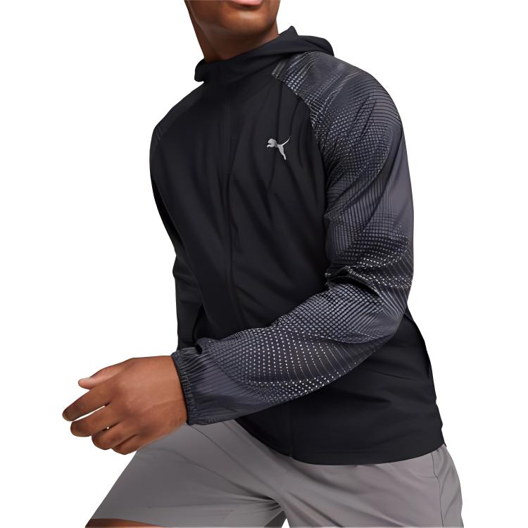 Puma Color Block Logo Hooded Zip-Up Long Sleeve Jacket Men Jackets Black 524510-01