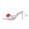 Fashion 2025 Summer Plus Size Pointed Toe Women's Modern Sandals Floral Crystal Slip On Thin Heel Fashion Open Toe Party Dress Sandals