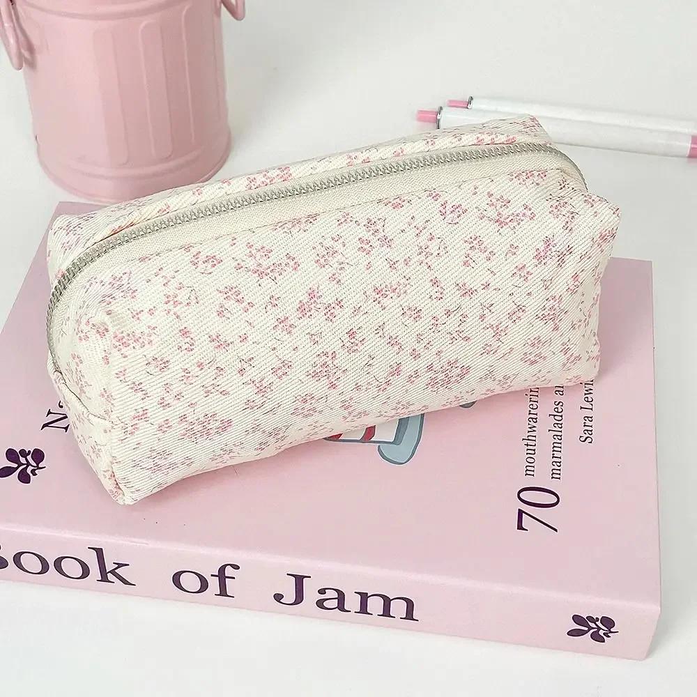 INS Floral Print Pen Bag Large Capacity Multifunctional Pencil Case Stationery Bag Students