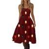 Women's Christmas Print Off-Shoulder Sexy Retro Party Dress for Holiday Celebration