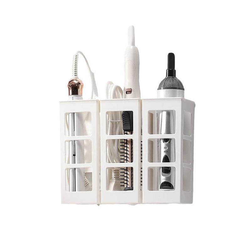 Väggmonterad Badrum Hårtorkhållare Förvaringslåda Hängande Ställ Locktång Plast Hylla Badrumsorganisatör Förvaringsställ