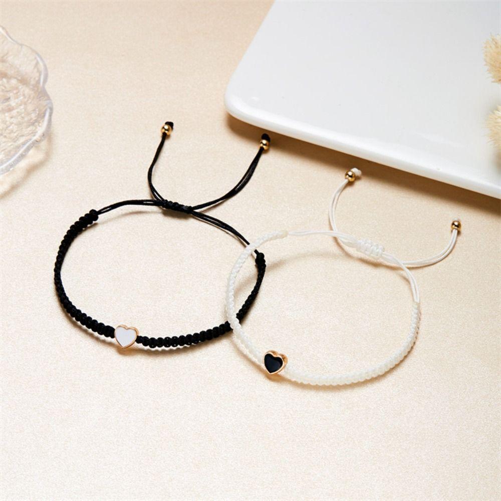 Love Heart Couple Bracelet Contrasting Colors Fortune Bracelet Heart Shape Bracelet  Decoration