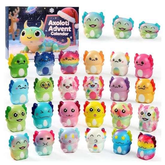 Axolotl Advent Calendar 2025 24 Day Christmas Countdown Box with Acrylic Ornaments Cute Salamander Decor