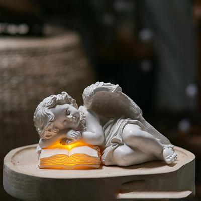 Angel Solar Garden Statue Decorative Figurine Light Vintage Lawn Ornament Outdoor Sculpture for Desk