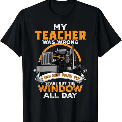 Funny Trucker Truck Driver Trucking Dads Father Mens T-Shirt