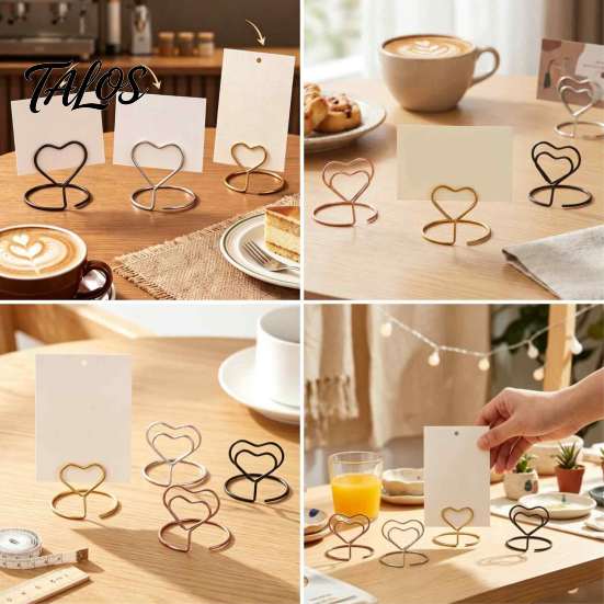 Desktop Metal Clip 20Pcs Hollow Heart Table Number Holder, Love Place Card Stand, Note Clips for Photos, Food Signs, Memo Notes, Weddings, Birthdays,