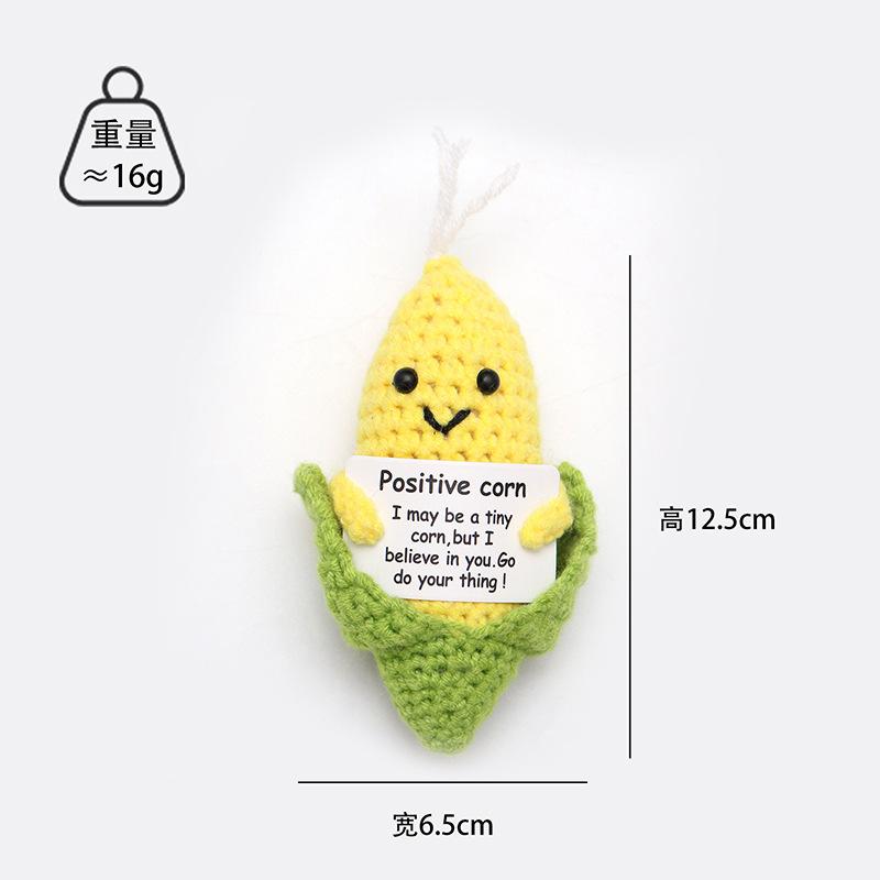 Positive Crochet Doll With Affirmation Card Energy Small Pocket Hug Playful Handmade Creative Ornaments Birthday Present Desktop Decoration