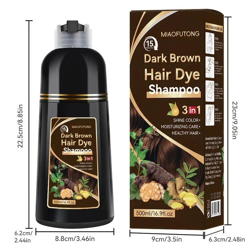 Brown Hair Dye Shampoo 3 In 1 , Moisturize, Nourish, Natural Ginger Formula