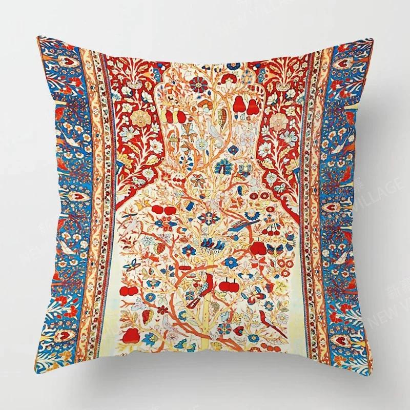 Home Decor Colorful Ethnic Pattern Digital Print Pillow Covers Pattern Cushion Cover Suitable for Sofa Bedroom Car Pillow Cover