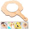 2Pcs DIY Wooden Mirror Blank Handheld Adorable Kids Painting Craft Supply Educational Handmade Creative Accessory