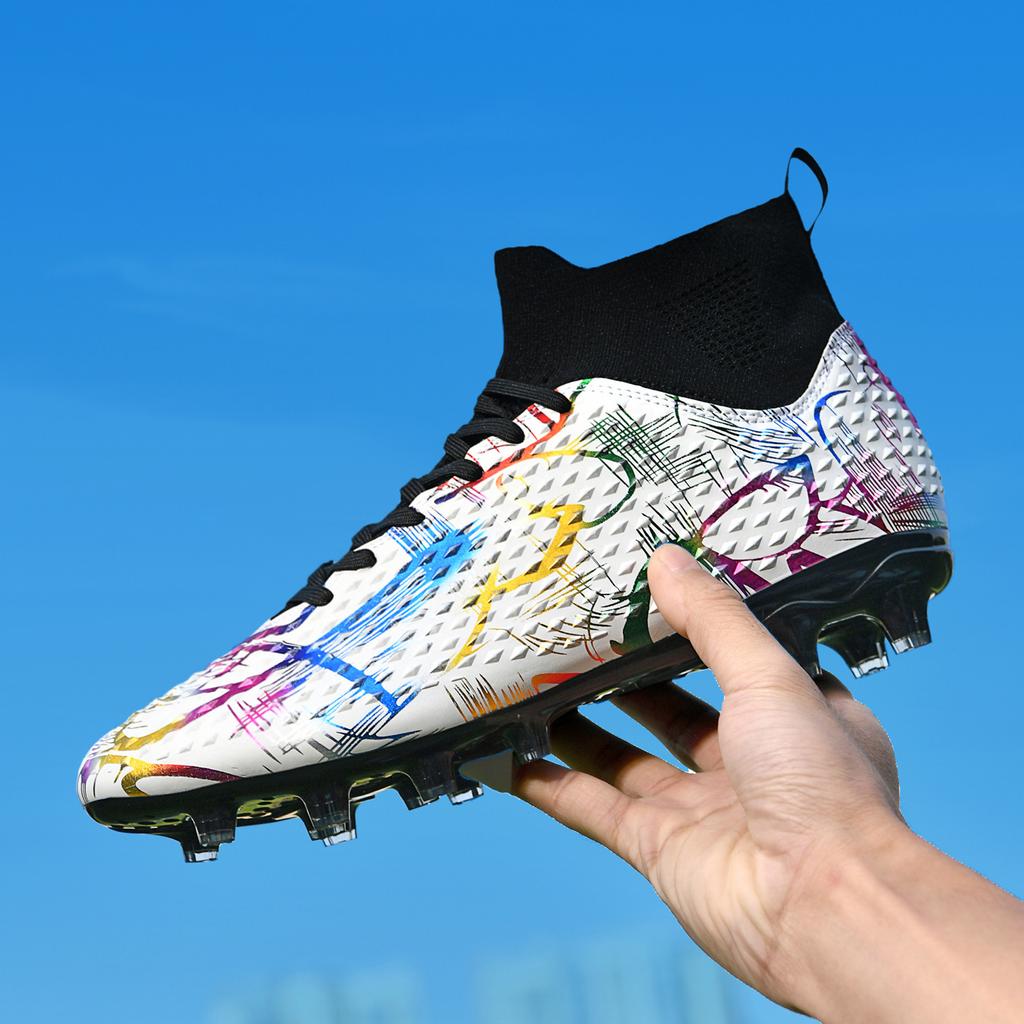 World Cup Messi C Luo Leather Football Shoes Boys and Girls Students AG Long Nails TF Broken Nails Competition Training Shoes