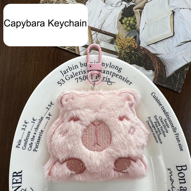 Kawaii Cartoon Capybara Plüsch-Schlüsselanhänger Anhänger Weiche Capybara Brosche Niedliche Neuheit Rucksack Dekoration Zubehör Geschenke