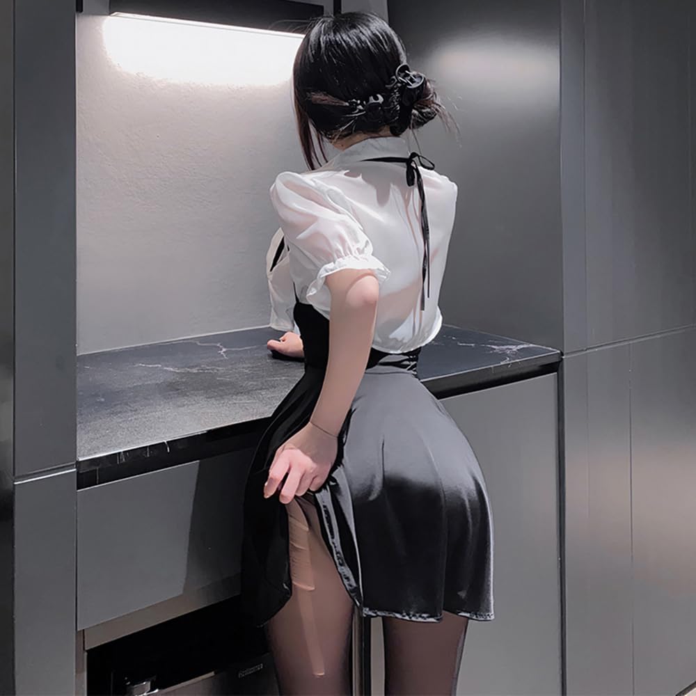 Cosplay Sexy Secretary Female Teacher OL Skirt Long Sleeve Extreme Erotic Cute Uniform Ladies Temptation One Size Fits Most Nipples 6 Piece Set