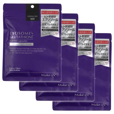 Exosome Glutathione 10Days Face Mask EXOSOME GLUTATHIONE Human Stem Cell Shiratama Ceramide CICA EGF FGF Pack Mask Moisturizing Sheets X Make.iN +