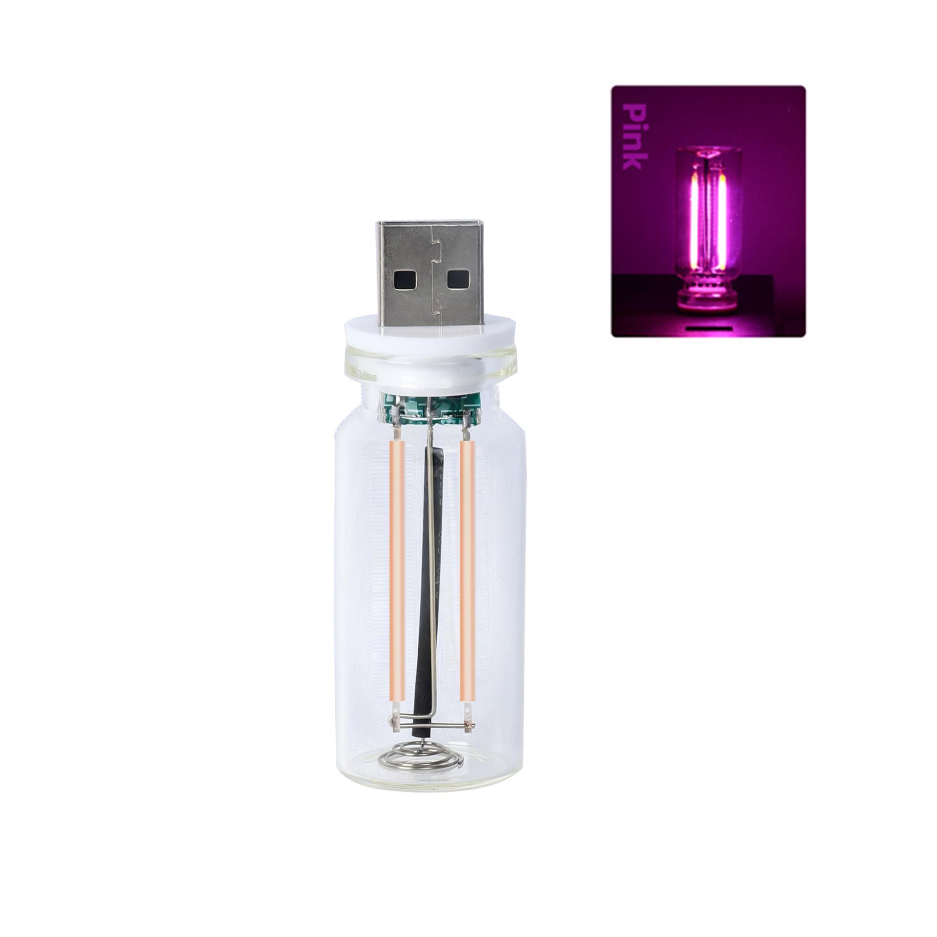 

Ретро USB светодиодная лампа с сенсорной нитью накаливания, 5 В, ретро светодиодная лампа Эдисона 0,3 Вт, ночник, лампа накаливания для кемпинга, декоративное светодиодное освещение 0.3W розовый