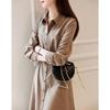 Demana Women's Maillard Style Waist-Cinching Shirt Dress