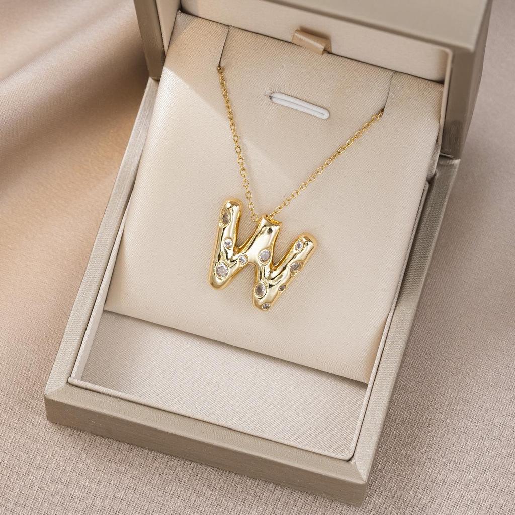 Women's Colorful English Alphabet Necklace - Simple & Trendy Design in Titanium Steel