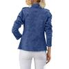 Women's Jean Jacket Long Sleeve Frayed Hem Stretchy Denim Jacket Slim-Fit Button