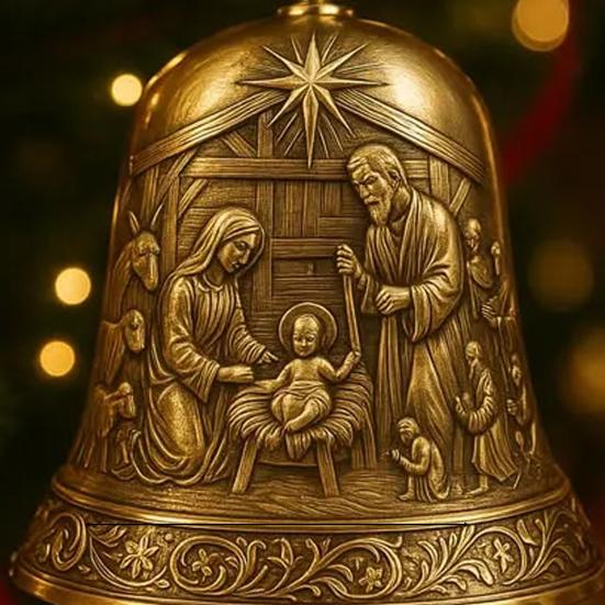 Nativity Bell Ornament Christmas Nativity Scene Bell Tree Ornament Religious Catholic Hanging Decoration for Christian Family Home Party Decor