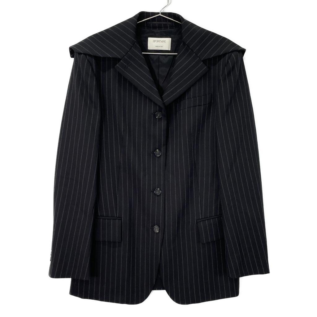 Sportmax 204602296 Black Sailor Collar Tailored Jacket Jacket 42 blackUsed