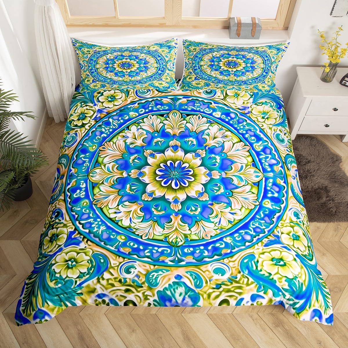 

Purple Boho Warm Comforter Cover Twin Ful Mplusala Soft Duvet Cover, Ethnic Tribal Floral Beding Set Nordic Style Mexican Bedspread Cover 100*200cm Single