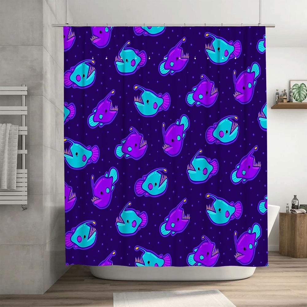 Ocean Fish Shower Curtain Blue Marine Life Bathroom Decor Sea Animal Pattern Waterproof Fabric Backdrop