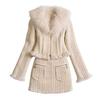 Korean Version of Qianjin Style High-end Two-piece Set for Women's Spring and Autumn Xiaoxiangfeng Design Fur Collar Jacket Skirt Set
