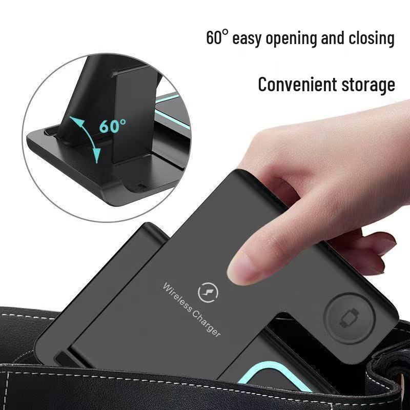 3-in-1 Foldable Wireless Charger: Phone Stand, Watch & Earbuds Fast Charger