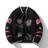 Unisex Vintage Baseball Jacket Warm Thickened Wool Blend Oversized Hoodless Outerwear Winter Daily Wear