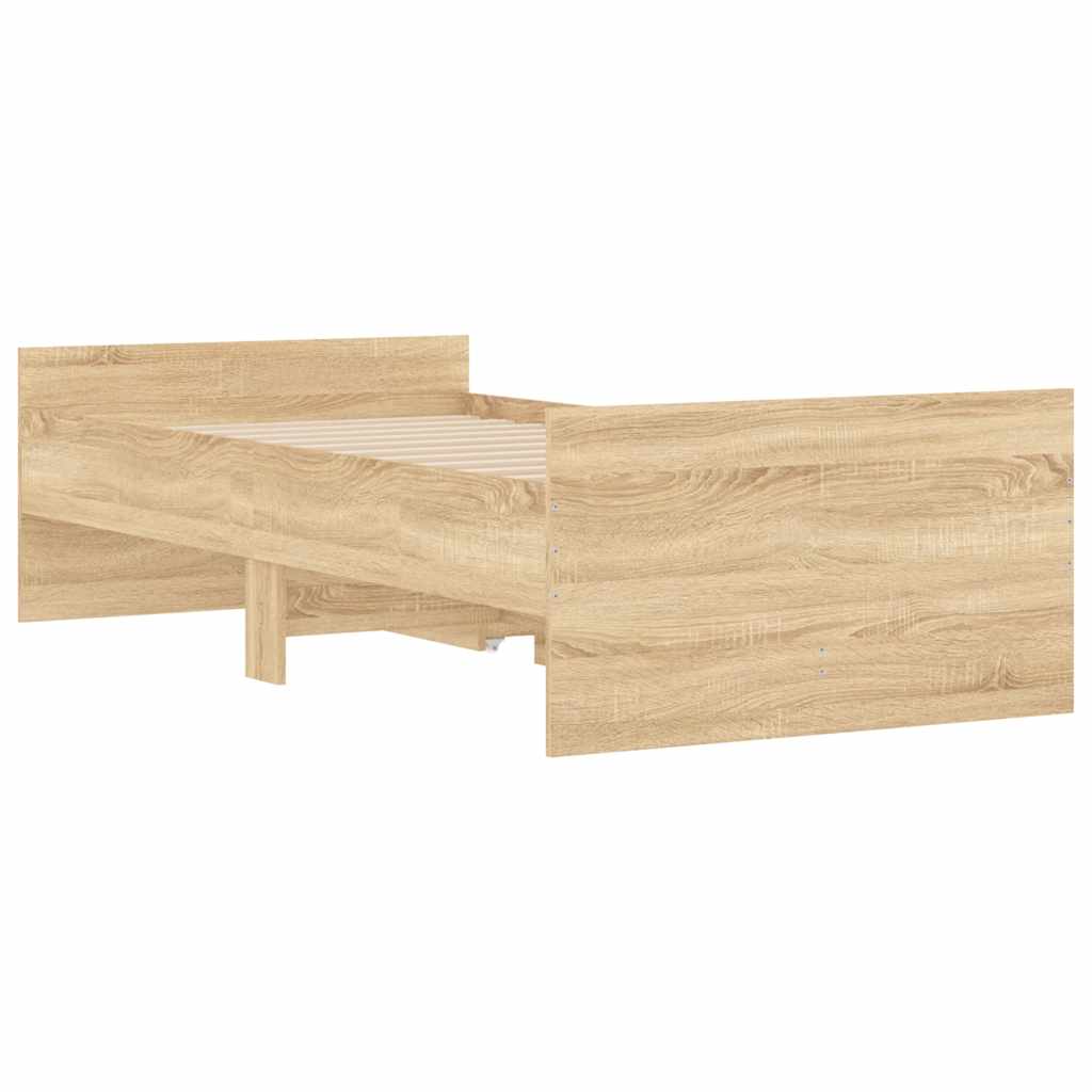 Bed with Drawers Sonoma Oak 75 x 190 cm