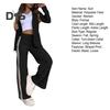 2 Pcs/Set Lady Formal Coat Pants Set Turn-down Collar Long Sleeves Jacket Loose Striped Wide Leg Trousers Casual Daily Wear Commuting Outfit