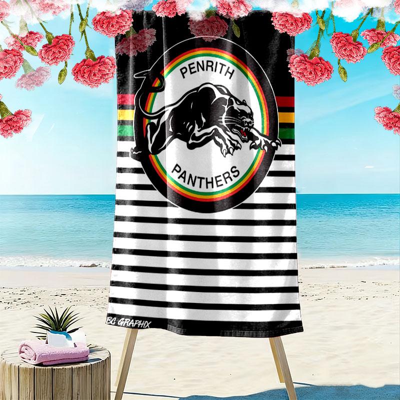Penrith Panthers Print Beach Towel, Large Soft Quick Dry Towel for Beach Camping Swimming