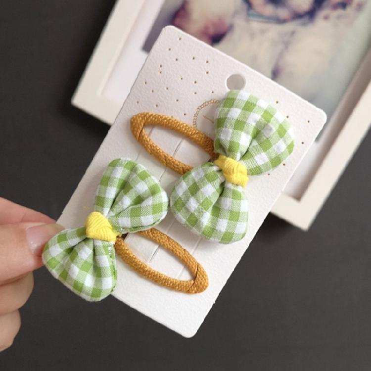 Lovely Flower Hair Clip Plaid Bow Snap Clip Non Slip Wrapped Hairpins for Kids