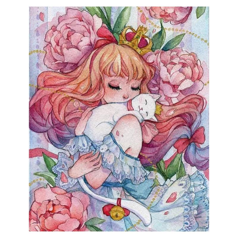 

5D Diy алмазная живопись мультфильм девушка портрет набор крестика полная дрель вышивка мозаика художественная картина декор из страз Full Round 20x30CM