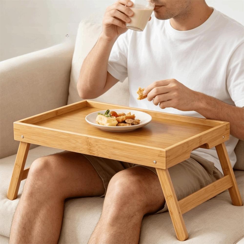 Concealed Handle Folding Leg Breakfast Trays Rectangular Bed Laptop Tray Bedroom