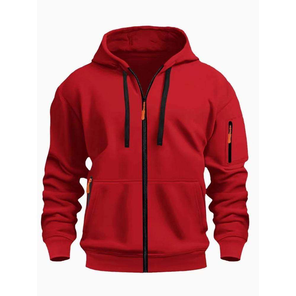Zippered Cardigan Hoodie American Men's Cardigan Sweatshirt Multi-pocket Zippered Jacket