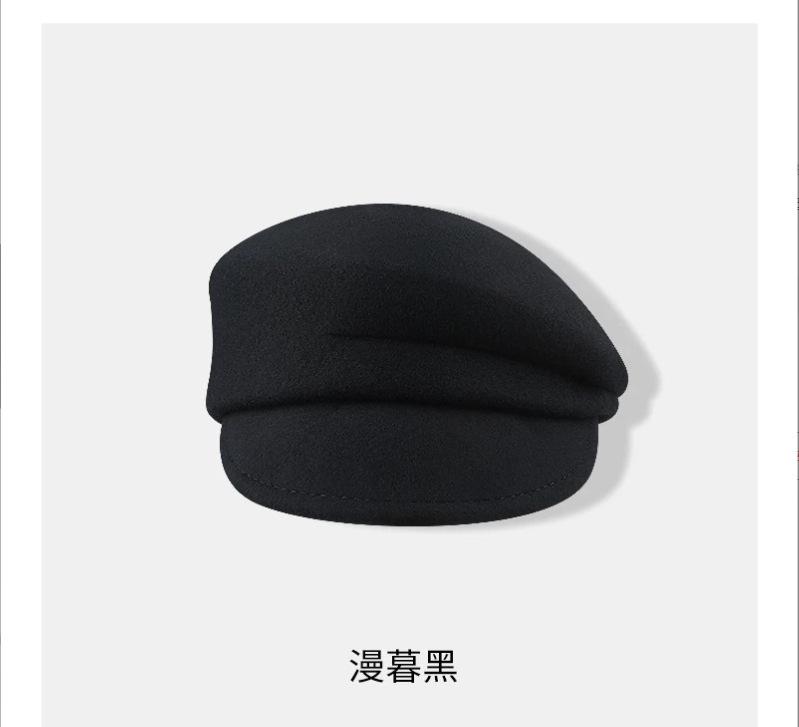 Fever~ black woolen newsboy hat children autumn and winter French cap showing face little beret top hat