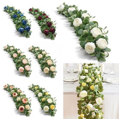 Green Eucalyptus Leaves Artificial Poeny Vine Plant Wall Decorative Flower Bar Decoration