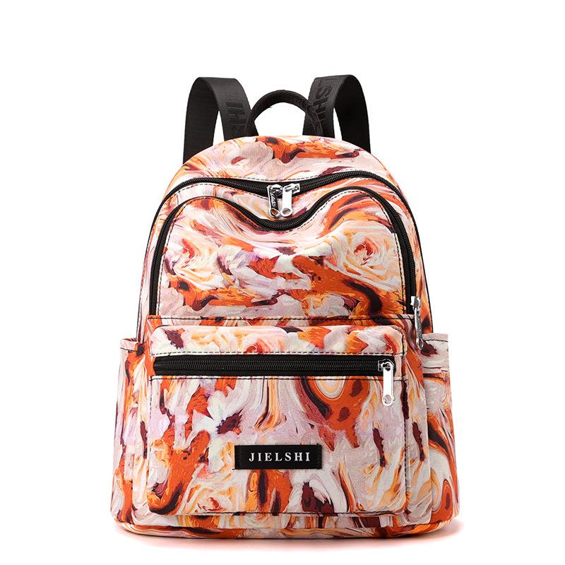 Water-repellent Nylon Fabric Bag Lightweight Bag Jielangshi Printed Backpack Trendy Women's Travel Commuter Bag