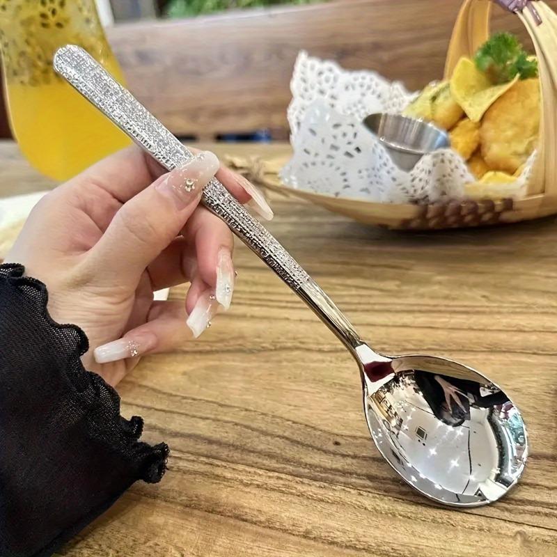 8pcs Stainless Steel Hammering Spoon Set - Suitable for Soup, Catering And Kitchen Use